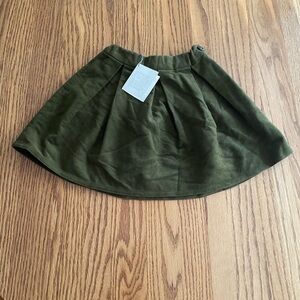 La Bottega Spuma Pleated Olive Skirt Size 3 NWT
